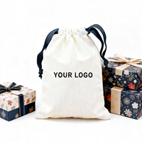 Sacs à cordon en toile de coton réutilisables, double cordon, logo personnalisé pour boutique, pochette à bijoux
