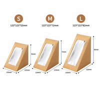 Boîte à sandwich triangulaire auto-élevante en kraft écologique, emballage jetable pour boulangerie à emporter sans impression personnalisée