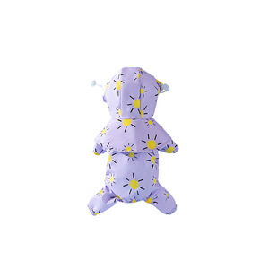Impermeable para Perros con Estampado de Sol Morado y Amarillo, Abrigo Completo para Mascotas, Ropa de Poliéster para Teddy, Cuatro Estaciones - Product Image 3