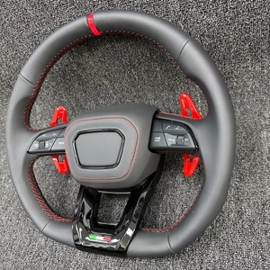 Pour <span class=keywords><strong>Audi</strong></span> <span class=keywords><strong>Q3</strong></span> Q5 Q7 Q8 <span class=keywords><strong>RS</strong></span> <span class=keywords><strong>Q3</strong></span> <span class=keywords><strong>RS</strong></span> Q5L cuir noir perforé volant à fond plat avec palettes et boutons accessoires de voiture - Product Image 3