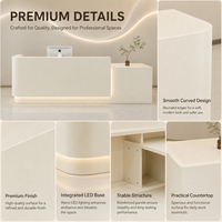 Comptoir de réception avec coins arrondis, éclairage LED intégré, logo personnalisé, comptoir de caisse pour salon de beauté, bureau