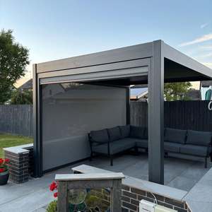 Meilleure vente <span class=keywords><strong>RAL</strong></span> <span class=keywords><strong>7016</strong></span> Pergola d'extérieur motorisée en <span class=keywords><strong>aluminium</strong></span> imperméable PVC Couverture de patio Gazebo Lumières LED Option pour terrasse - Product Image 6
