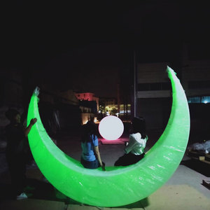 Motivo a Led decorativo paesaggio esterno luce Dia 128cm mezza <span class=keywords><strong>luna</strong></span> e stella illuminazione a mezzaluna RGB Led luce d'atmosfera - Product Image 6