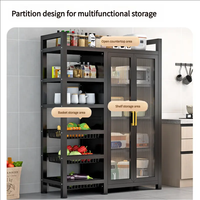 Armoires de Cuisine Multifonctionnelles en Gros d'Usine, Étagères à Vaisselle en Métal à 4, 5 ou 6 Niveaux, Meubles de Rangement pour Micro-ondes à Double Porte