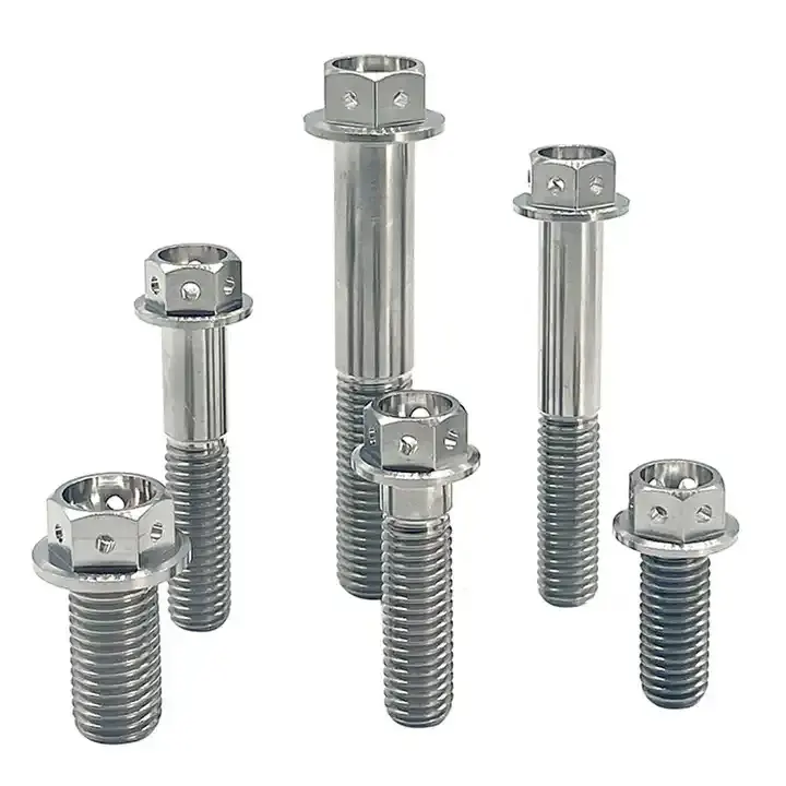 Hot Selling Titanium Alloy Steel Anodized Serrated Hexagon Head Flange Bolt Din6921 Gr5 Bolts