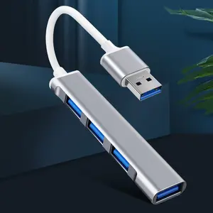 Multiport USB 3.0 Ke 4 Port USB 3.0, Adaptor HUB Aloi Aluminium 4 In 1 untuk Transfer Data Komputer Adaptor HUB USB