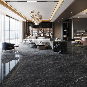 Azulejos de mármol chapados en oro de Foshan, azulejos de pared de baño y suelo esmaltados de seda dorada antideslizante de cuerpo completo de 800x800 para <span class=keywords><strong>restaurante</strong></span> de invitados - Product Image 4
