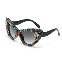 Nouvelle Arrivée Lunettes de Soleil Cat-Eye Légères Polarisées en Strass Effet Bonbon de Luxe Européen et Américain pour Femme Tendance et Personnalisées