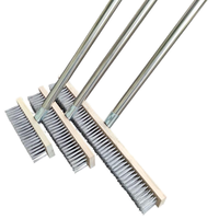 Brosse de nettoyage de pont et de sol avec fil d'acier inoxydable, balai extérieur à long manche pour le béton, le bois et les surfaces en pierre