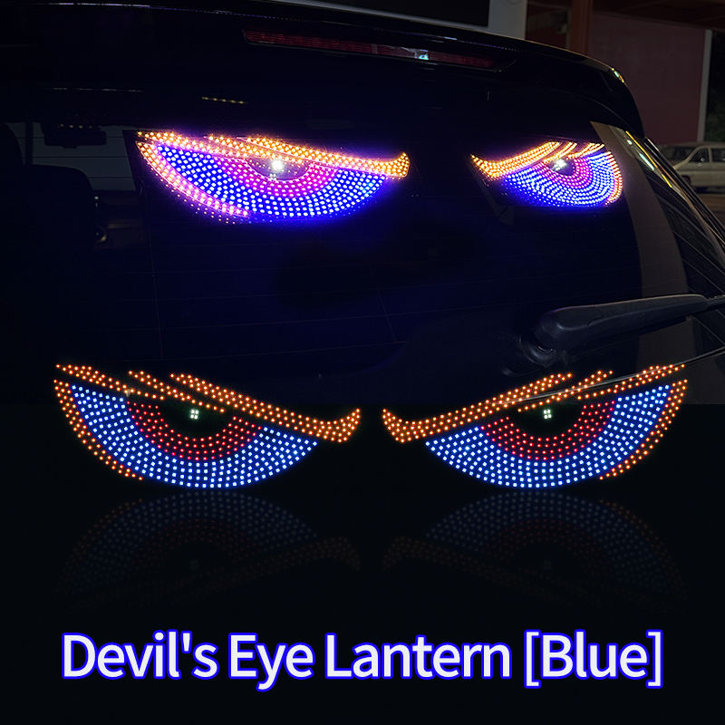 USB Animated Demon Eyes LED Matrix Panel for Vehicles - RGB Lights