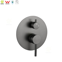 Robinet de douche encastré en acier inoxydable 304, robinet de douche mural rond, kit de finition pour mélangeur de bain, diviseur