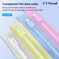 Câbles de charge tressés Miccell en gros PD 60W 1M Type C 3A à charge rapide et câbles de données 480 Mbps pour iPhone 17/16/15