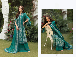 Matériel de robe de style pakistanais en pur coton de qualité supérieure avec travail d'auto-broderie attaché patché pour les vêtements pakistanais - Product Image 6