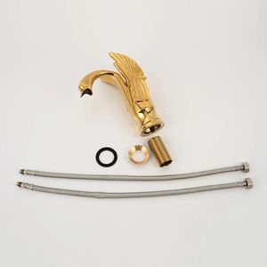 सोने का स्वैन बेसिन नल बाथरूम गर्म ठंडा पानी मिक्सर नल वॉश बेसिन नल के लिए लक्जरी तांबे के सोने के मिक्सर नल - Product Image 6