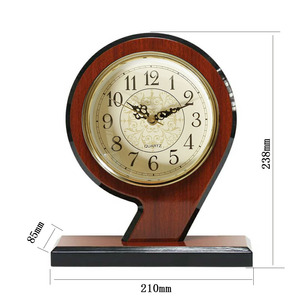 Creative Wooden Table <b>Clock</b> Round Claret Quartz <b>Movement</b> Silent Decorative <b>Clock</b> For Home Bedroom - Product Image 3