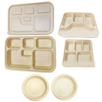 Plateau alimentaire moderne Liyi jetable, 100 % biodégradable, compostable, compatible micro-ondes, sans BPA, de qualité alimentaire, avec couvercle et 6 compartiments