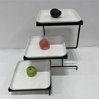 Manufaktur Catering Stand mit 3 Stück Keramik Geschirr Stahl Display Rack für Hotel Restaurant Hochzeits buffet & Party Food Serving