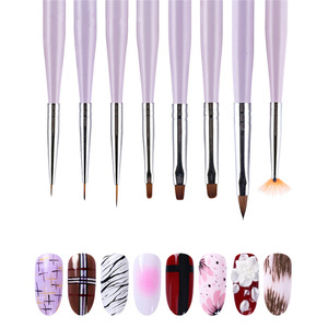Petite Nylon Nail Art UV Gel Brush Fan Shape Powder Shaking Pen Flat Liner for Crystal Flower Drawing - Product Image 2