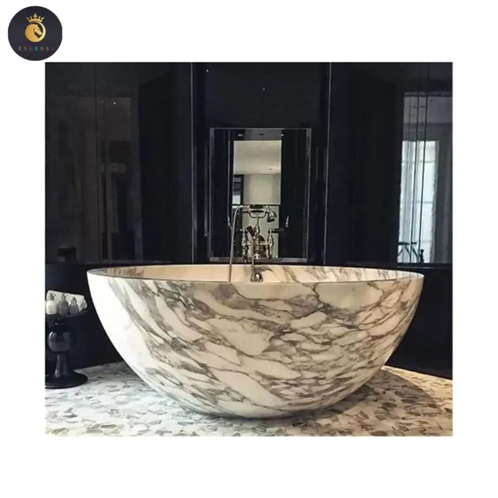European Style Large Freestanding Carrara Marble Natural Stone Bathtub for sale