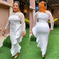 Robes de soirée longues taille haute à col rond pour femmes grandes tailles, richement ornées de strass et de paillettes, pour l'exportation AliExpress