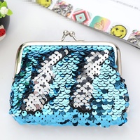 Grosir murah dompet koin 3 inci Mini tas penyimpanan kabel Earphone anak-anak dompet payet reversibel tas hadiah warna-warni jepit