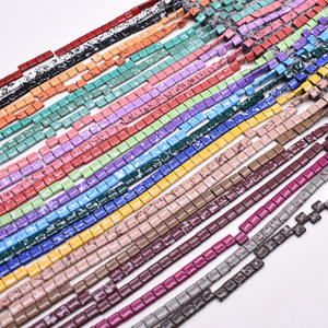 Borracha 5x2mm Dois Buracos Pedra Natural Hematita Beads Speckle Retângulo Quadrado Loose Beads para Fazer Jóias Pulseiras Beads - Product Image 2