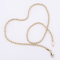 Chaîne de cou en or plaqué or 14 carats, style hip-hop, maillons torsadés, épaisse, 22'', 24'', 26'', 3 mm, pour femme