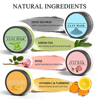 Masque facial en argile vegan au curcuma et à la vitamine C pour un nettoyage en profondeur des points noirs, soin de la peau, produit de beauté, masques faciaux à l'argile de la mer Morte et à la rose