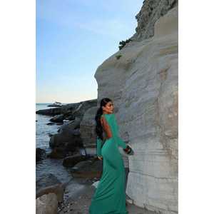 Robe de soirée longue verte Doss avec taille empire luxueuse, idéale pour les fêtes et les bals de promo, taille XL - Product Image 2