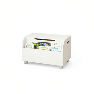 Caja de Juguetes de Madera Blanca con 4 Ruedas Universales, Tapa Abatible con Bisagras de Seguridad, Almacenamiento para Cuarto de Juegos Infantil - Product Image 1