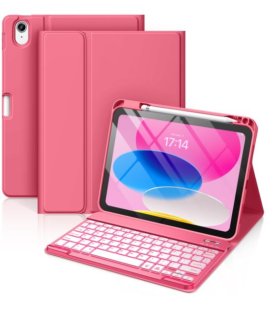 OEM ODM 11th 10th Generation Tablet Case with Keyboard 7 Colors Backlit Wireless Detachable Folio Keyboard Cover with Pencil Ho