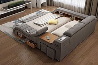 Günstiger Preis Komfortables Wohnmöbel Doppelbett Multifunktionales Weichleder Schlafzimmer Stauraum Massagebett mit USB