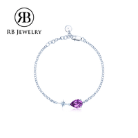Bracelet de luxe pour femme avec améthyste incrustée, design original, cadeau d'anniversaire parfait, hexagramme, goutte d'eau