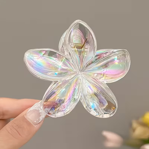 กิ๊บติดผมแฟชั่นผู้หญิง ดงดง ขายส่ง แบบมีประกาย หวาน น่ารัก ขนาด 8 ซม. รูปทรงดอกไม้ไข่หลากสี ทำจากพลาสติก - Product Image 5