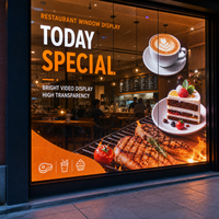 Écran LED transparent personnalisé en verre pour vitrine de restaurant