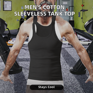 เสื้อกล้ามแฟชั่นผู้ชาย ผ้าฝ้ายผสมสแปนเด็กซ์ ระบายอากาศได้ดี ทรงเข้ารูป ใส่สบายๆ อยู่บ้าน นอนหลับ ลำลอง เซ็กซี่ ไม่มีแขน ทรงรัดรูป เสริมสร้างกล้ามเนื้อ - Product Image 2