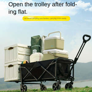 गर्म बिक्री जलरोधक सुविधाजनक आउटडोर शिविर चार पहिया भंडारण ट्रॉली फोल्डिंग कैंपिंग कार्ट - Product Image 6