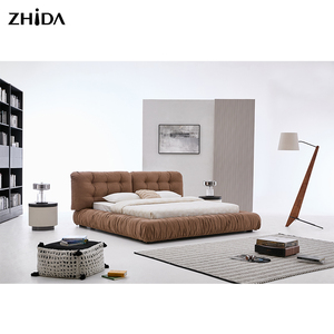 Ensemble <span class=keywords><strong>de</strong></span> meubles <span class=keywords><strong>de</strong></span> chambre à coucher modernes en gros, <span class=keywords><strong>lit</strong></span> <span class=keywords><strong>de</strong></span> luxe en velours <span class=keywords><strong>marron</strong></span> plissé avec tête <span class=keywords><strong>de</strong></span> <span class=keywords><strong>lit</strong></span> rembourrée - Product Image 3