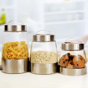 Cibo Contenitore da cucina Set da cucina in acciaio inox vaso di vetro di stoccaggio