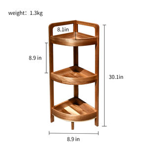 Estantería de pie de 3 niveles, escalera para plantas, estante de exhibición de esquina de madera de bambú macizo para sala de estar, dormitorio, hogar, oficina, cocina - Product Image 5