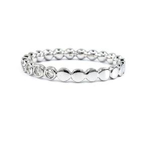 Bague Éternité Classique en Diamant, Design Romantique, Or Blanc 18 carats de Haute Qualité, Véritable Diamant, Coupe Brillante, Sertissage Clos, pour Mariage et Fêtes - Product Image 3