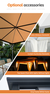 Gazebo para Patio Exterior de Restaurante con Pernos de Expansión, Carpa Resistente para Fiestas con Doble Techo para Jardín, Césped, Color Caqui, Aluminio - Product Image 5