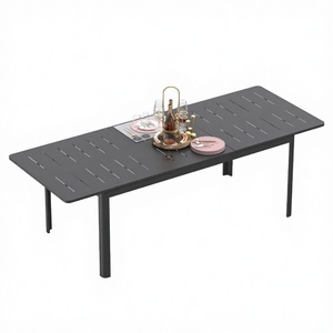 Table à manger moderne confortable en aluminium brun imperméable, pliable et extensible pour une utilisation en extérieur dans les parcs - Product Image 2