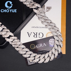 Collar de Cadena Cubana Personalizado con Cierre de Plata de Ley 925, Chapado en Oro Rosa, con Moissanita de 20 mm, Estilo Hiphop para Hombre, Joyería Iced Out - Product Image 3