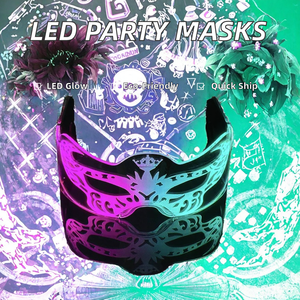 Masques LED colorés demi-visage pour hommes et femmes, accessoires lumineux pour concerts de musique, déguisements de fête pour mariage, anniversaire, fournitures de bar - Product Image 2