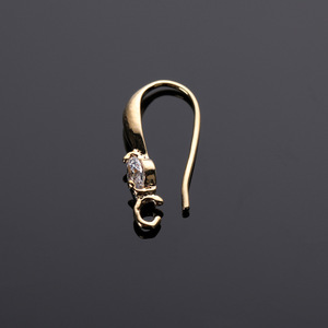C Shaped <b>Ear</b> Hooks With Rhinestones Gold Plated Cubic Zirconia Earring Findings DIY Jewelry Components - Product Image 3