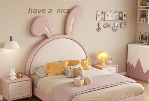 Cama Infantil Personalizable de 1.2-1.8 Metros, Diseño de Garra de Gato, Tema de Conejo de Dibujos Animados Contemporáneo, Ecológica, de Madera Contrachapada Multicapa - Product Image 2