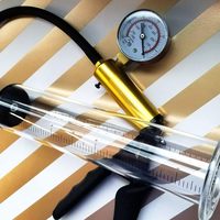 Männliches Verbesserungspumpensystem, Vakuumpumpe zur Männlichen Verbesserung mit Manometer, 12 x 2,5 Zoll Zylinder, Sexspielzeug für Männer, Erwachsenenspielzeug für Männer