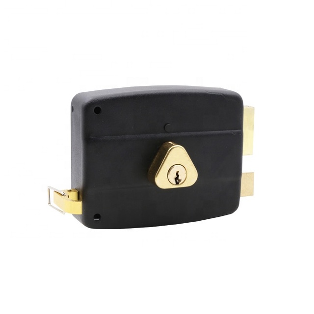 Black Security Main Door Rim Lock Inside Opening Brass Cylinder With Latch and Dead Bolt for Outdoor Entry Gate Wooden Door Lock