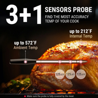 Thermomètre à viande sans fil TempSpike numérique avec application WiFi et Bluetooth BBQ Grill Thermomètre